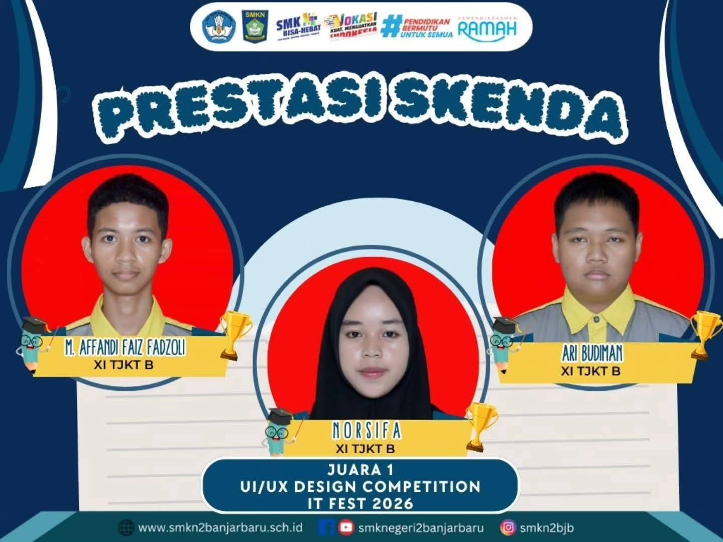 Siswa XI TJKT B SMKN 2 Banjarbaru Raih Juara 1 UI/UX Design Competition IT FEST 2026