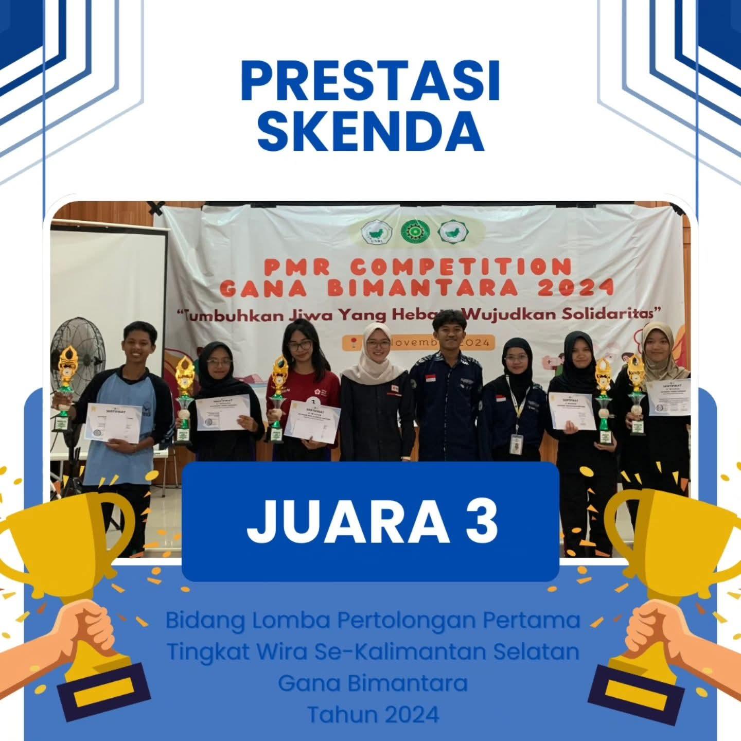 PMR SKENDA Raih Juara 3 Lomba Pertolongan Pertama Gana Bimantara 2024 Tingkat Kalsel
